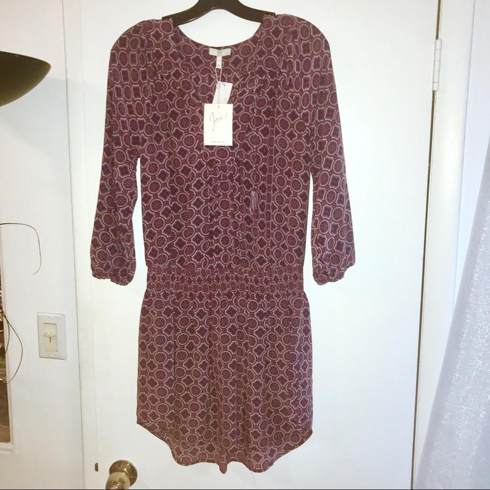 NWT✨Joie Silk Dress, smocked waist, 3/4 sleeves,L - Picture 3 of 8